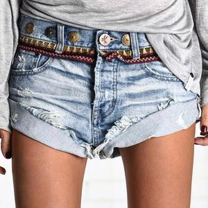 One Teaspoon Aztec Bandit denim shorts